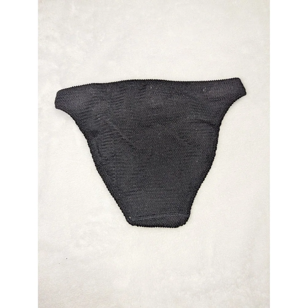 Victoria's Secret Black Smocked‎ Bikini Bottom Gold V Hardware L-XL